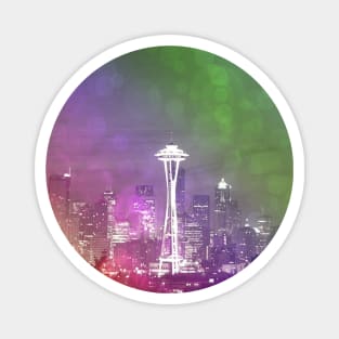 Downtown Seattle Rainbow Bokeh Magnet